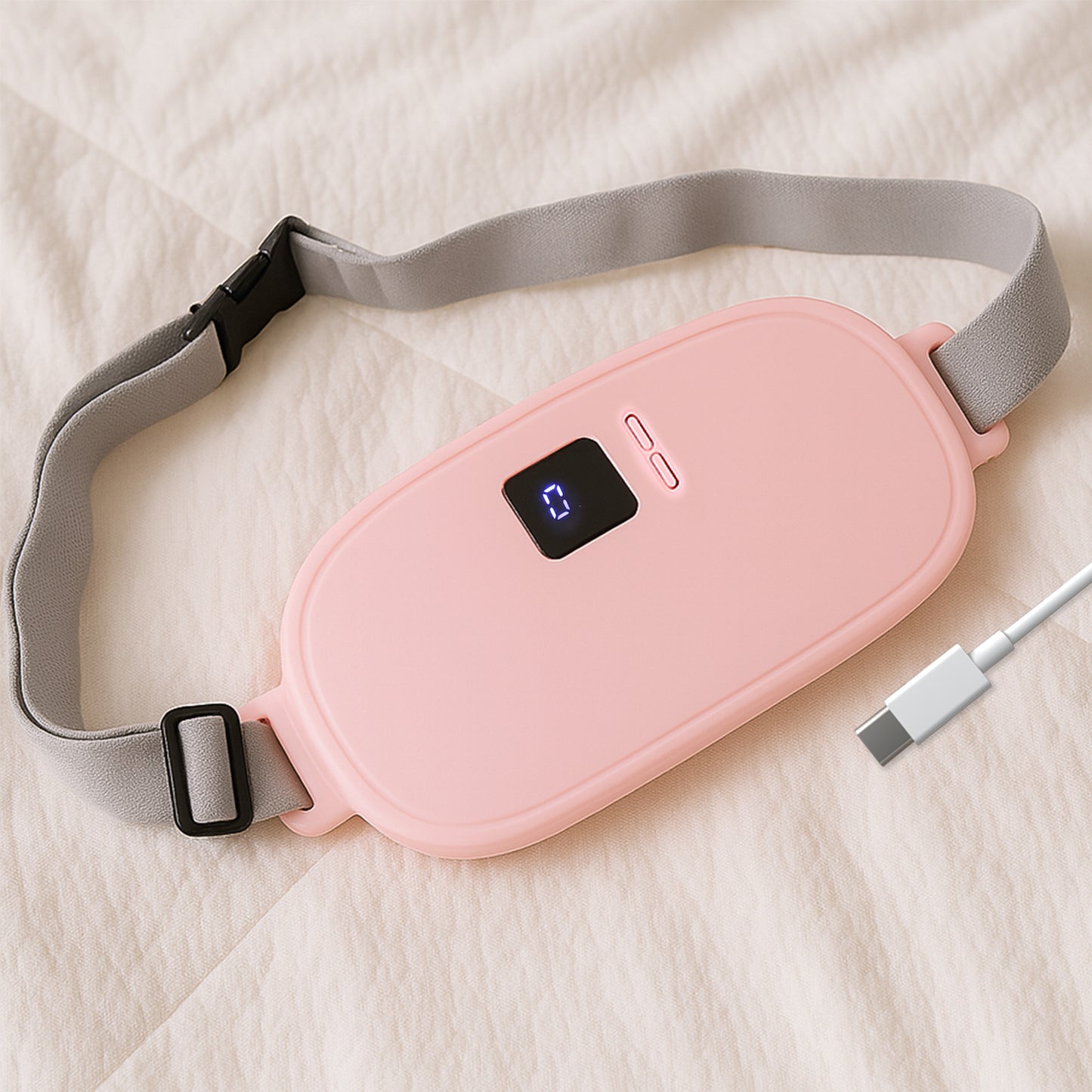 Rechargeable Smart Warm Palace Belt With Heating and vibrating Relieve Period Cramp Pain Menstrual Waist Belt for Cramp Period Care (1 Pc)