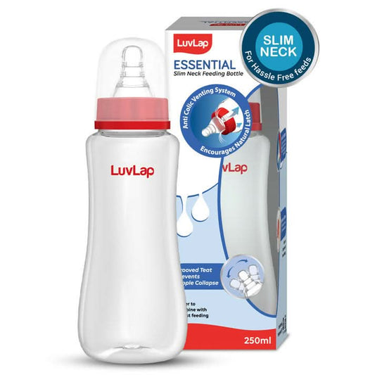 Luvlap anti-colic slim/regular neck essential baby feeding bottle (250ml)