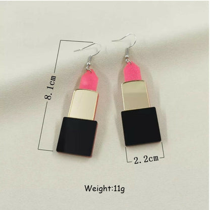 Playful and Chic: Lipstick and Pearl Drop Earrings Set of 2