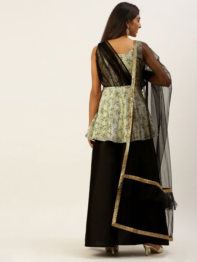Bollywood Vogue Ready To Wear Black N Off White Kali Palazzo Set