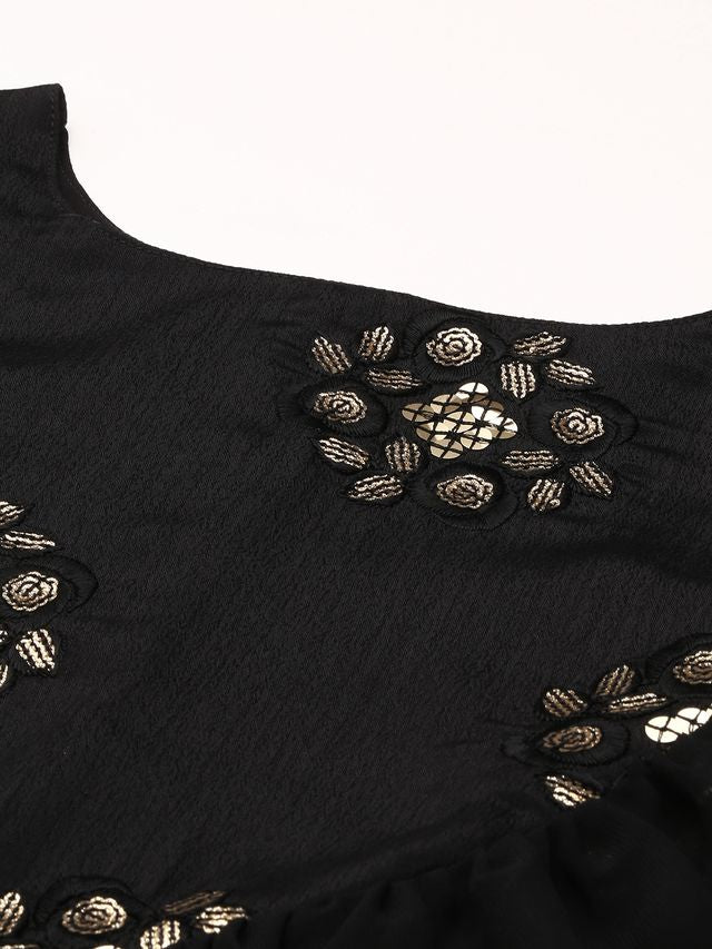 Bollywood Vogue Ready To Wear Black Chinnon Embroidered  Palazzo Set