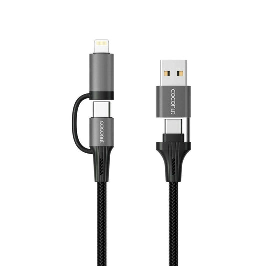 C21 4 in 1 Charging Cable - 1M Lightning, Type C, MicroUSB -(Pack of 3) - HalfPe