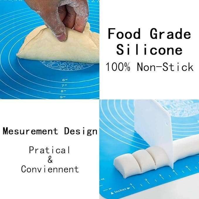 Silicon Fondant Rolling Large Mat with Measurements & Stretchable for Kitchen - HalfPe