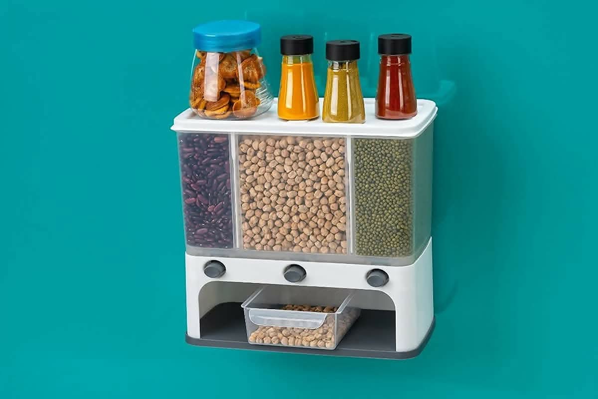 3 Grid Wall Mounted Dry Food Dispenser Hayagreeva Enterprises