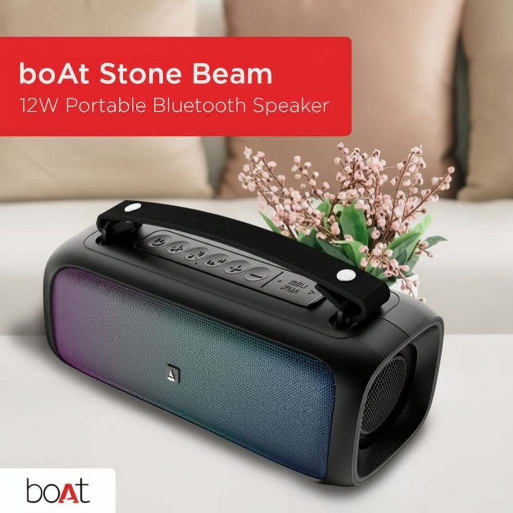 boAt stone Beam Portable Bluetooth Speaker with 12W RMS Stereo Sound, Bluetooth v5.1, AUX, and USB