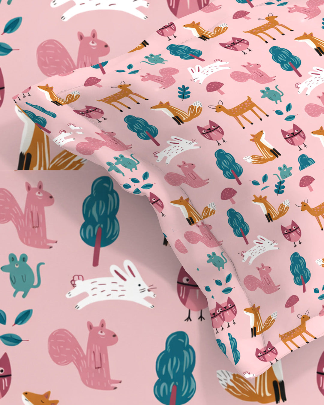Quirky Home Coral Collection Double Bedsheet with 2 Pillow Cover - Lite Pink