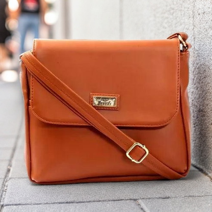 Elegant PU Leather Sling Bag – Classic & Versatile (Brown)