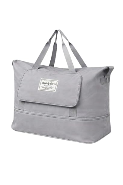 Buddy Cares Nylon 41 Litre Expandable Foldable Travel Duffle Bag for Women – Waterproof – Grey