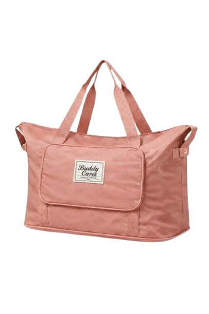 Buddy Cares Nylon 41 Litre Expandable Foldable Travel Duffle Bag for Women – Waterproof – Peach