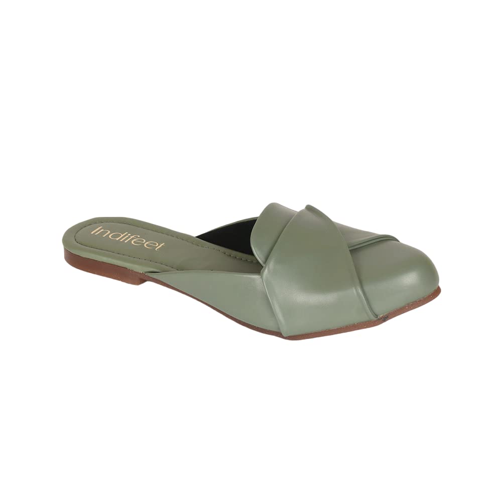 Indifeet Formal Mules for Women - Green - Size 7