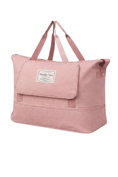 Buddy Cares Nylon 41 Litre Expandable Foldable Travel Duffle Bag for Women – Waterproof – Pink