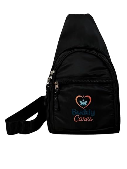 Buddy Cares Unisex Crossbody Bag – Hands-Free Travel, Commute & Adventure Sling Bag – Black