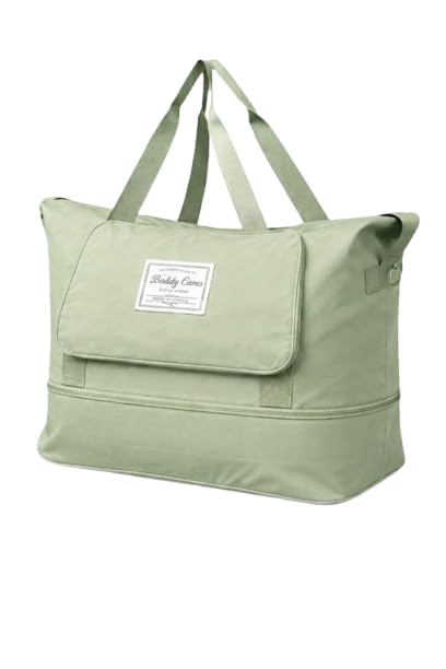Buddy Cares Nylon 41 Litre Expandable Foldable Travel Duffle Bag for Women – Waterproof – Green