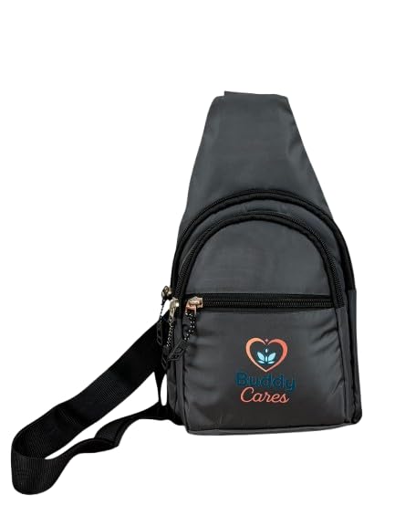 Buddy Cares Unisex Crossbody Bag – Hands-Free Travel, Commute & Adventure Sling Bag – Grey