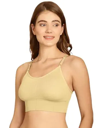DAINTY Women's Cotton Everyday Sports Bra with Padded &  Non-Wired Bra - Beige (pack of 1) DaintyCLiQ