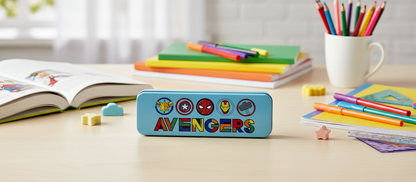 QIPS by HMI Marvel & Disney Double Layer Stationary Organizer for Kids Metal Pencil Box.