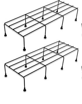 Plant stand Kitchen Cabinet Organizer Shelf Rack, Expandable Storage Stand, Set of 2, Black Metal