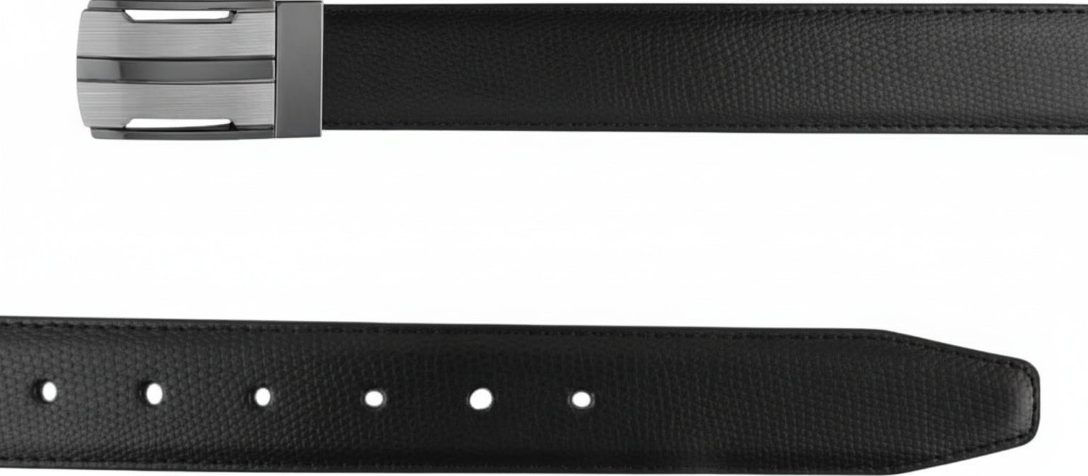 ZEVORA Men Genuine Leather Reversible Belt (Black) - HalfPe