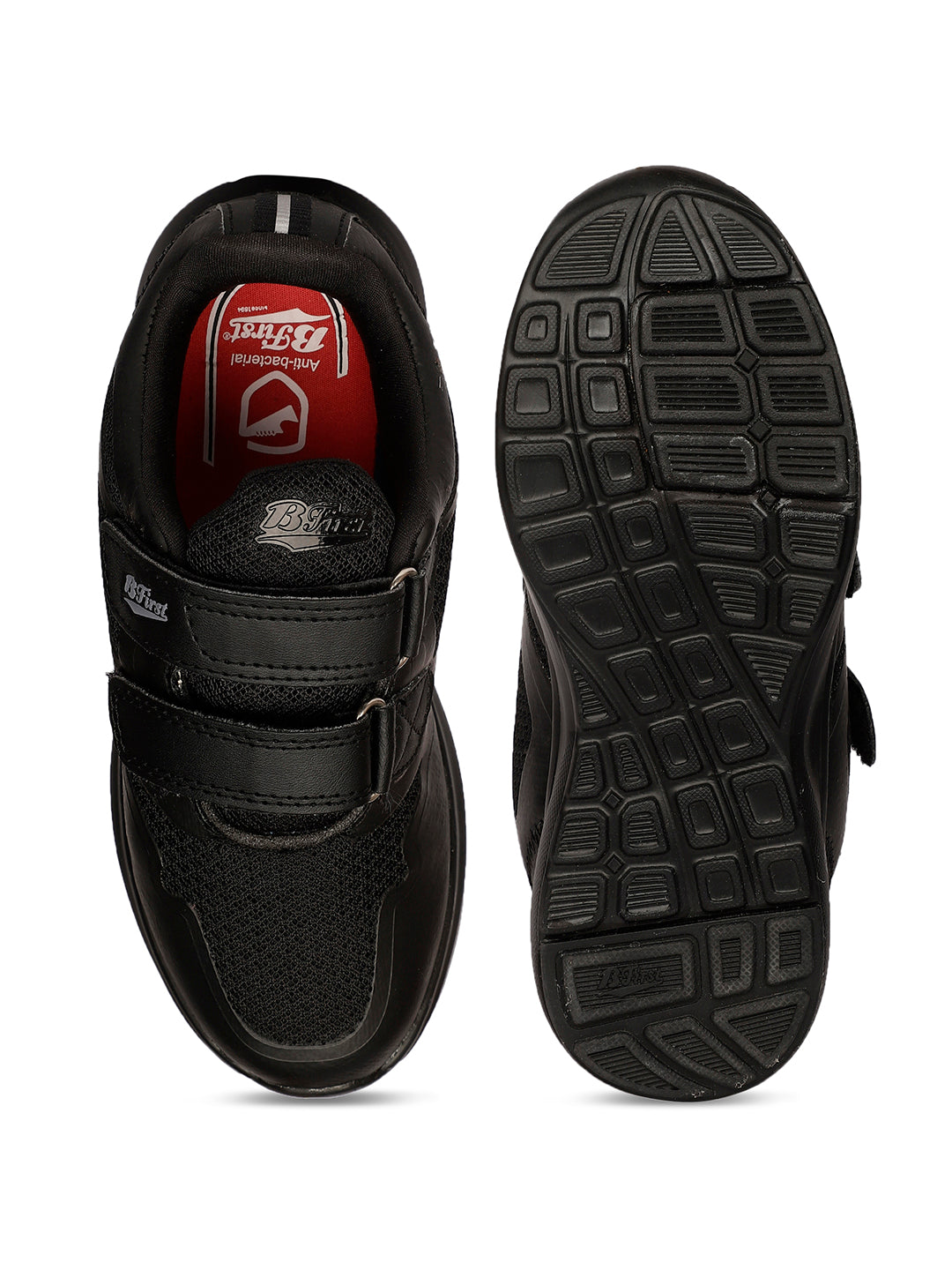 Bata Kids Unisex Black Velcro Strap Oxford School Shoes - Black - View 4