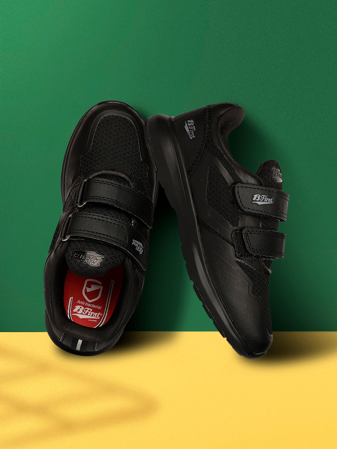Bata Kids Unisex Black Velcro Strap Oxford School Shoes - Black - View 6