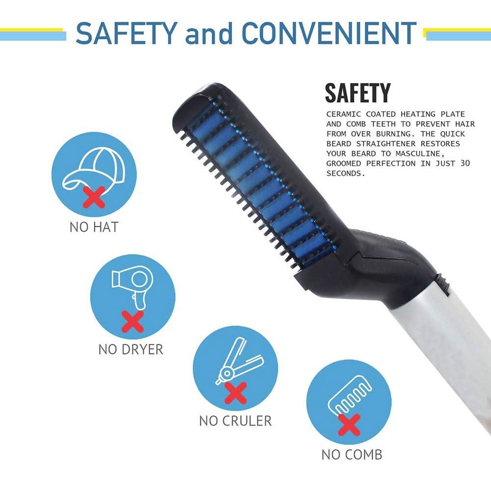 Mens Beard And Hair Curling Straightener (Modelling Comb) HP DD