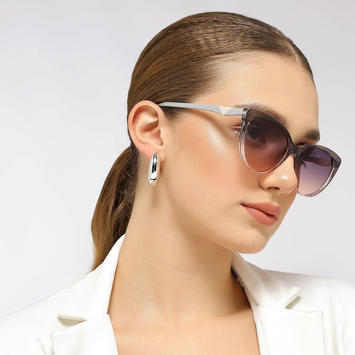 Eyejack Grey & Pink Cateye Sunglasses for Men and Women - view 2