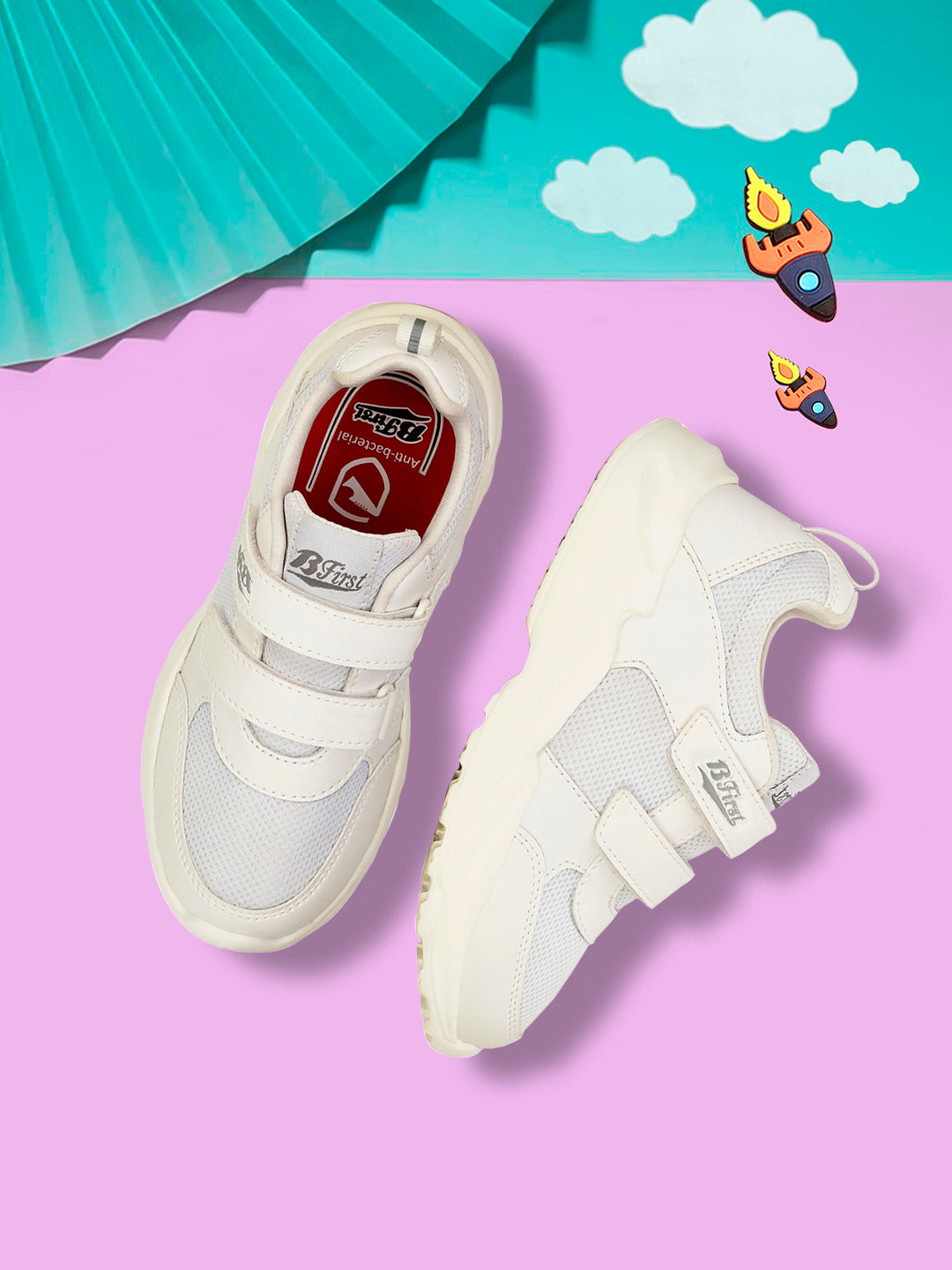 Bata Kids' Unisex White Velcro School Shoes - White