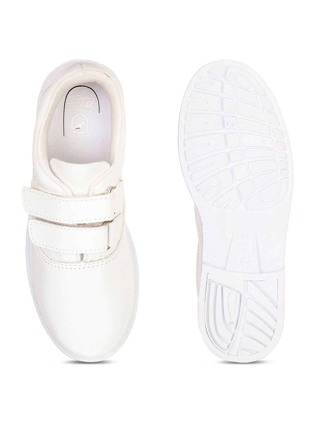 Bata Girl's White Velcro School Shoes - White