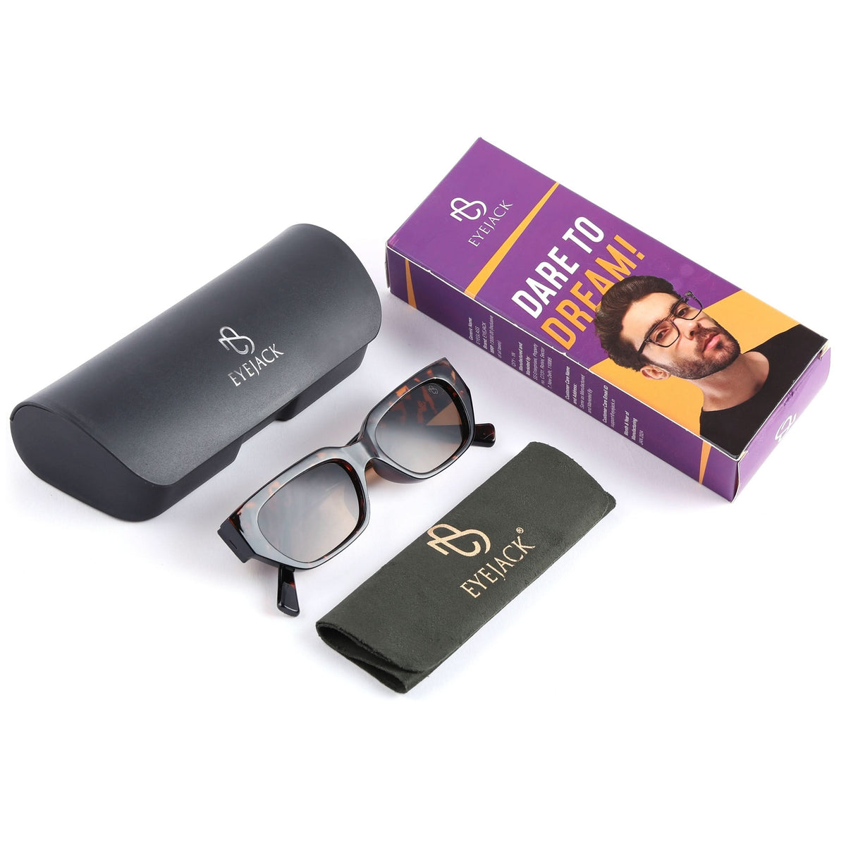 Eyejack Demi Brown Rectangle Sunglasses for Men and Women - Style L988 - detail view