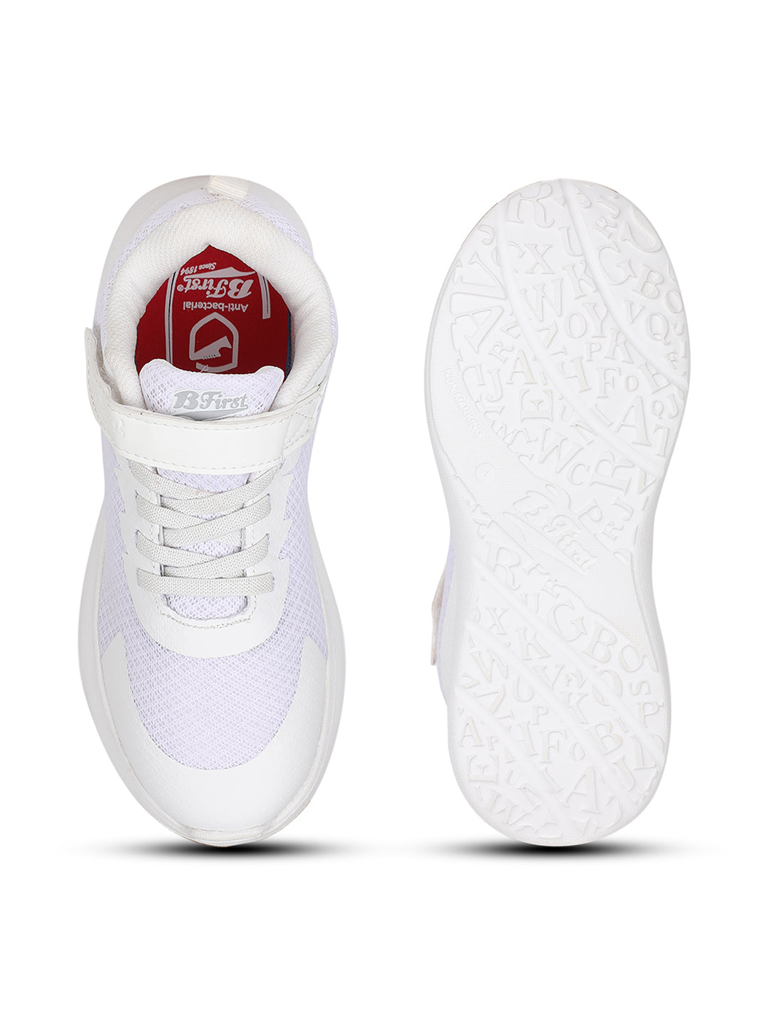 Bata Kids Unisex White Velcro Strap School Shoes - White - View 4