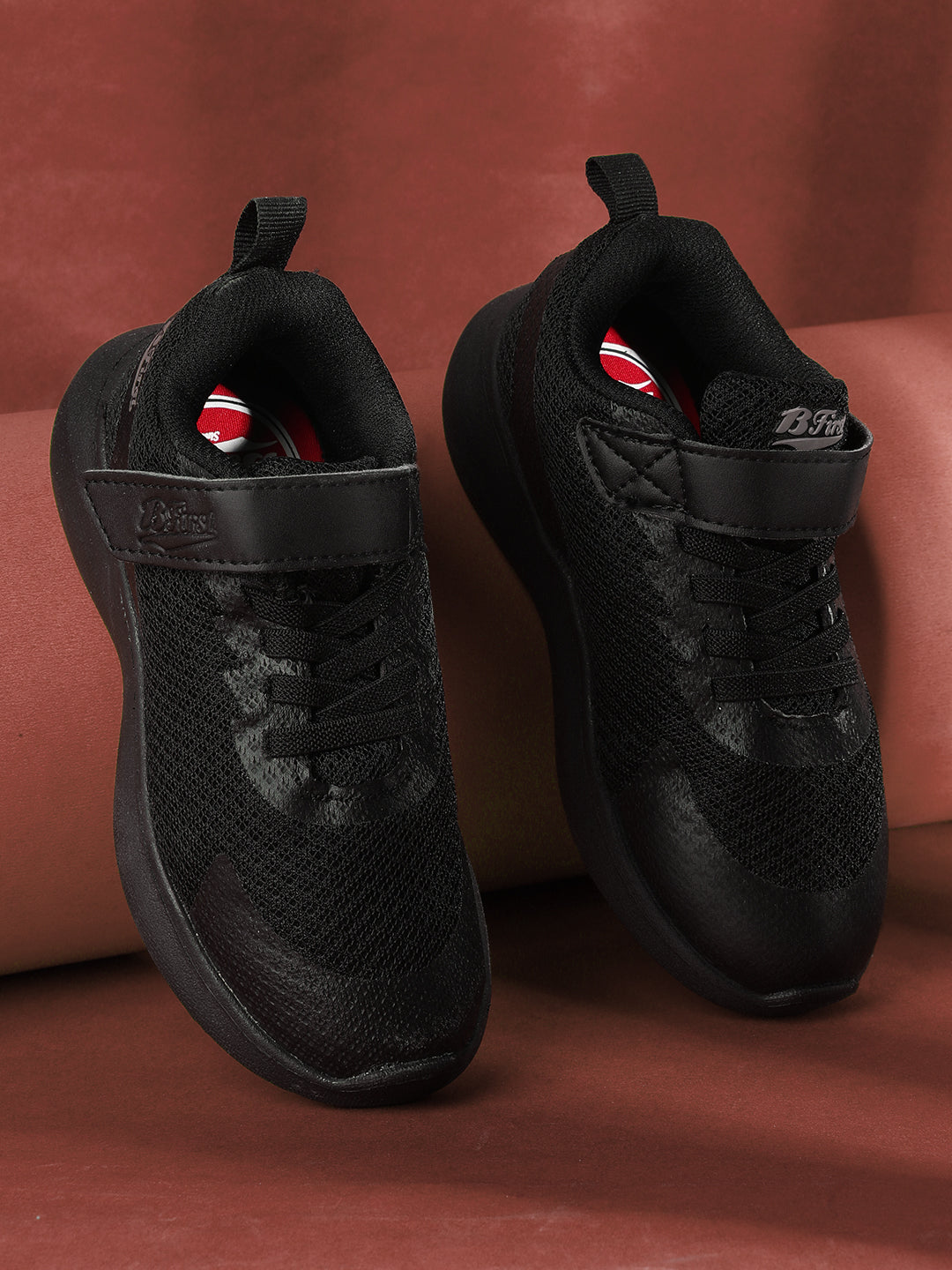 Bata Kids Unisex Black Velcro Strap School Shoes - Black - View 6