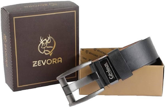 ZEVORA Men Formal Black Genuine Leather Belt - HalfPe