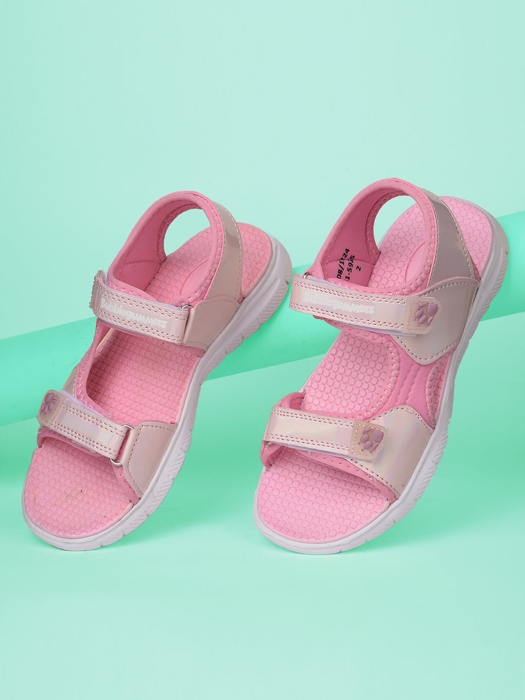 Bubblegummers Girl's Pink Velcro Strap Sporty Sandal - Pink - View 6
