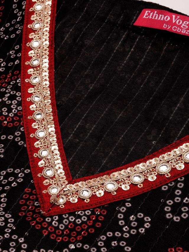 Bollywood Vogue Ready To Wear Black Printed Art Silk Co Ords Set