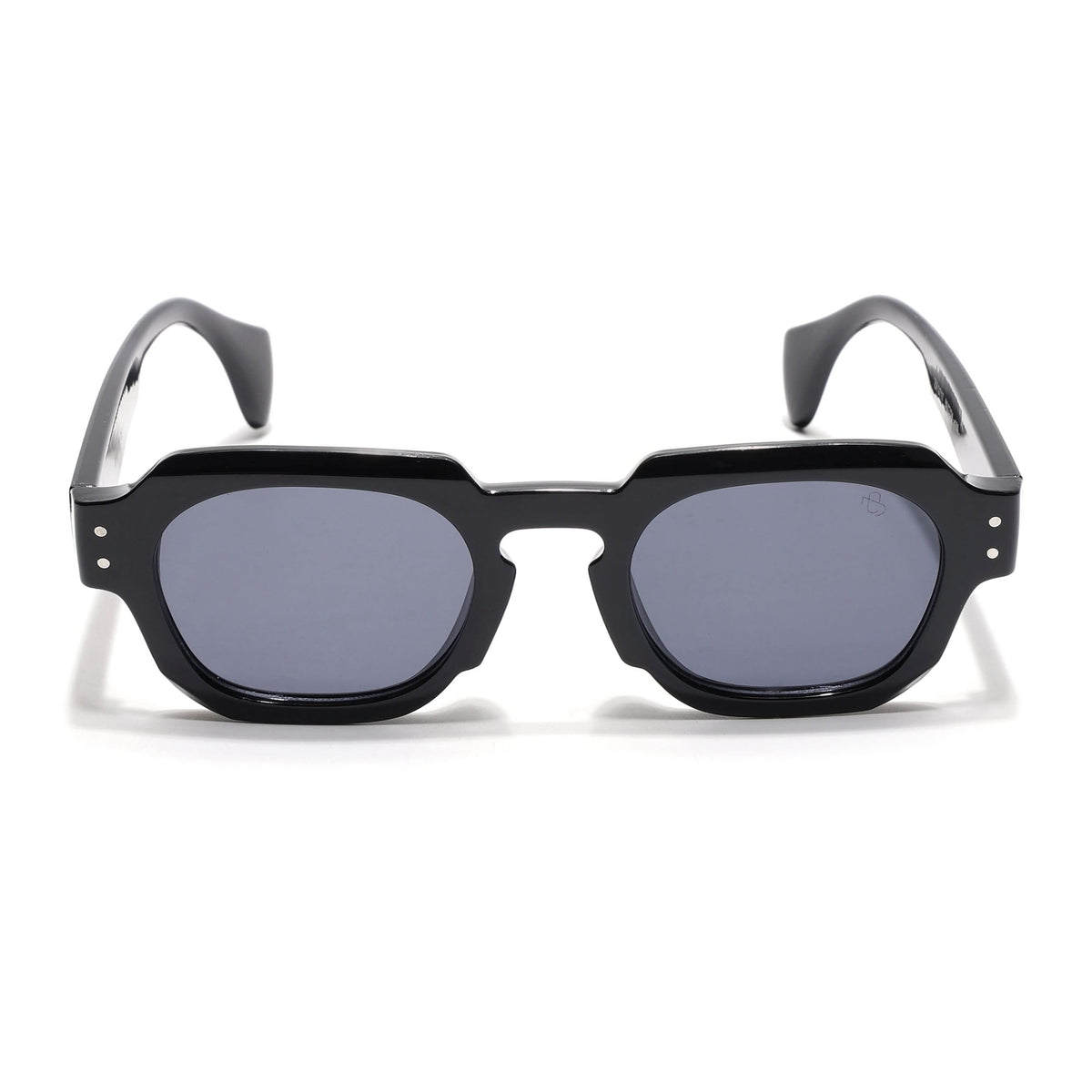 Milan Black Round Sunglasses for Men and Women - Style L990 - view 3