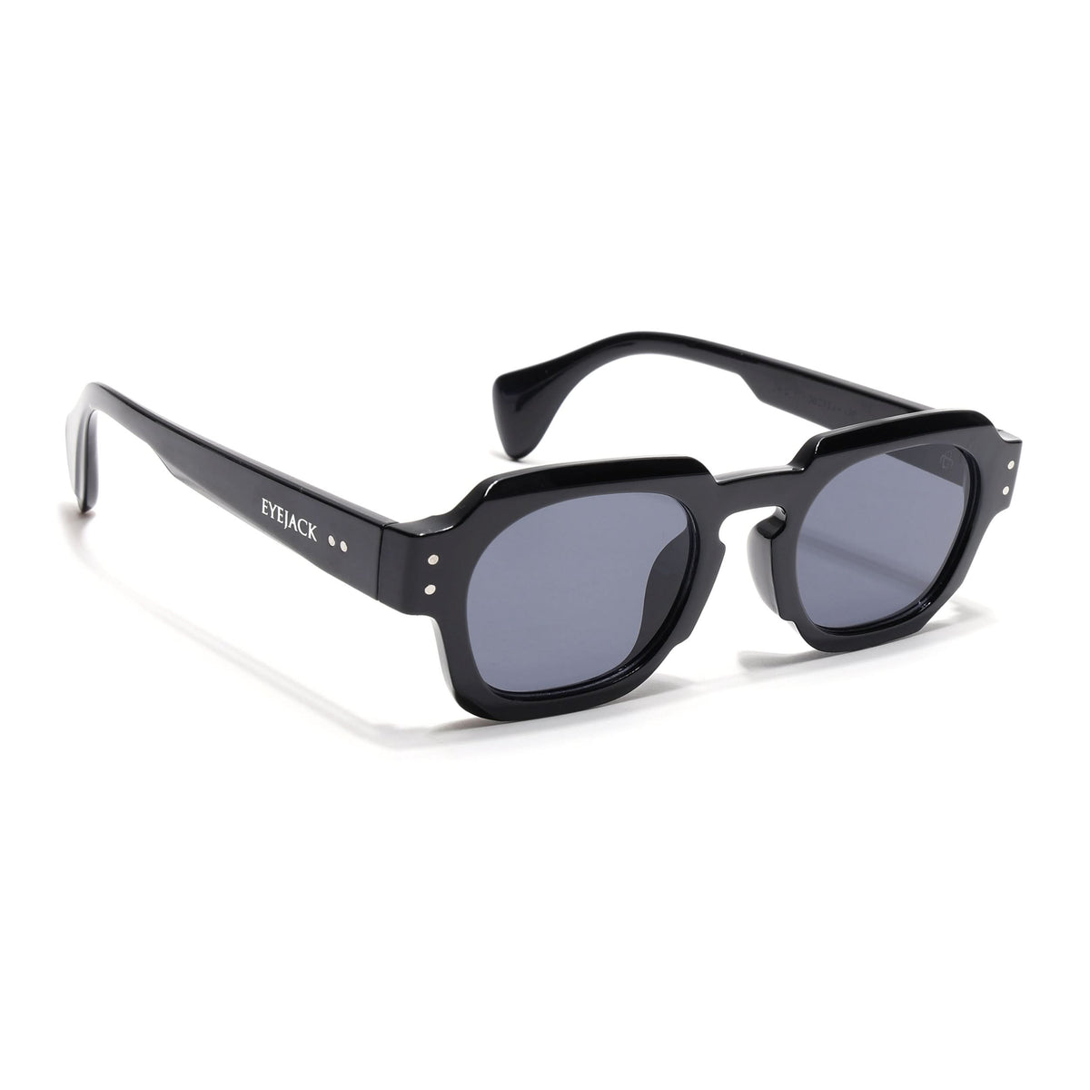 Milan Black Round Sunglasses for Men and Women - Style L990 - view 2