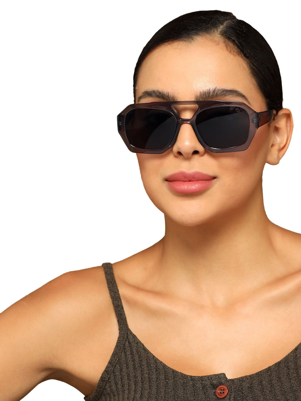 Eyejack Grey Wayfarer Sunglasses for Men and Women - Style 1005 - worn by a male model (image 2)
