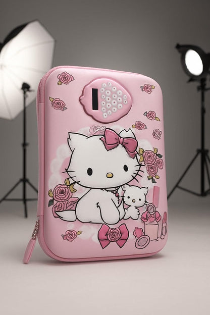 Cute Pink Cartoon EVA Pencil Box with Calculator with Zippered Hard Case Stationery Organizer for Kids JR Enterprise