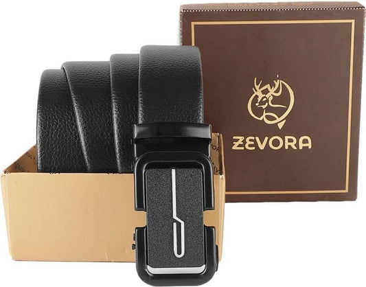 ZEVORA Men Formal Black Artificial Leather Belt - HalfPe