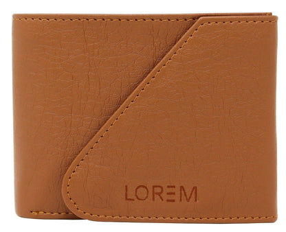 Tan Designer Tri-Fold Faux Leather 5 ATM Slots Wallet For Men - HalfPe