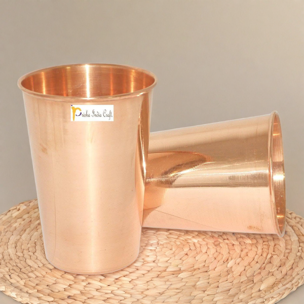 शुद्ध तांबे का ग्लास गिलास (2x400ml का पैक) | प्रिशा इंडिया क्राफ्ट