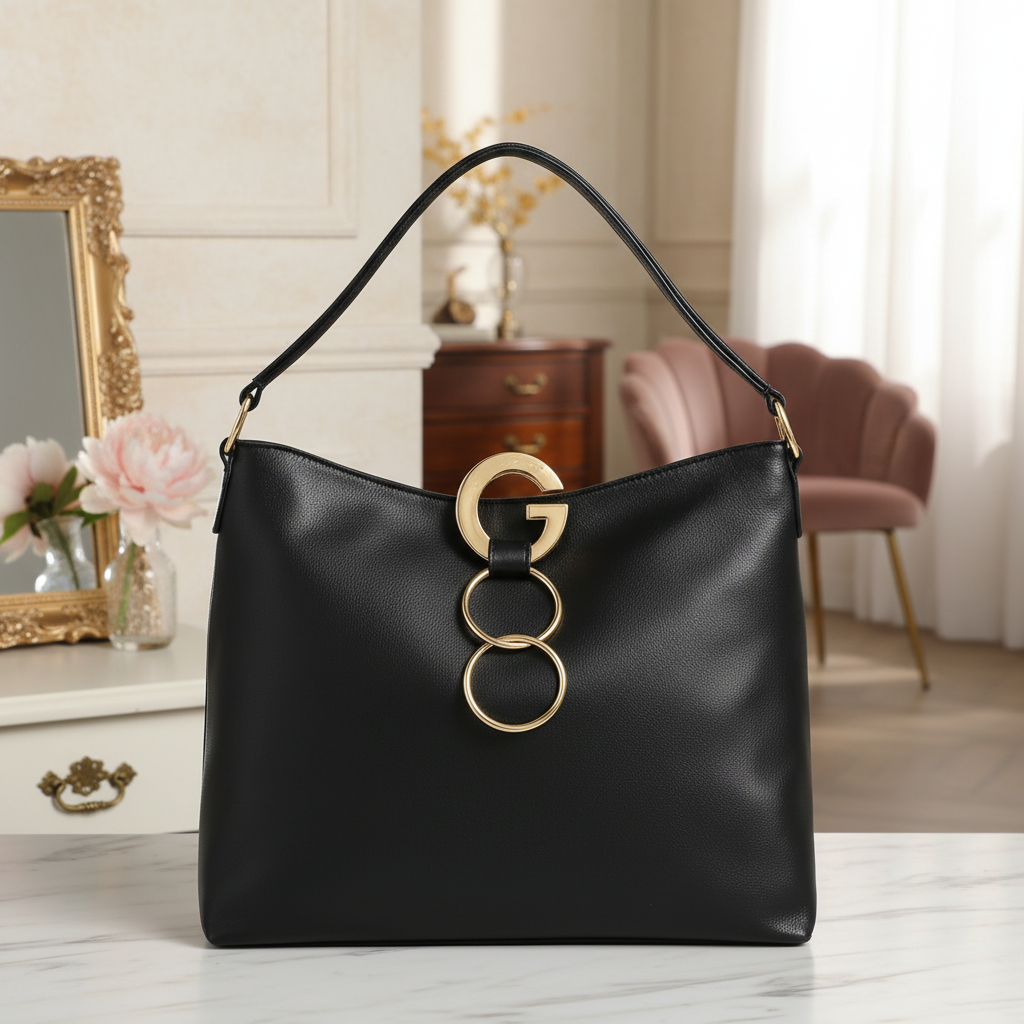 Taupe Metallic Ring Accent Hobo Bag RAYORA ENTERPRISE