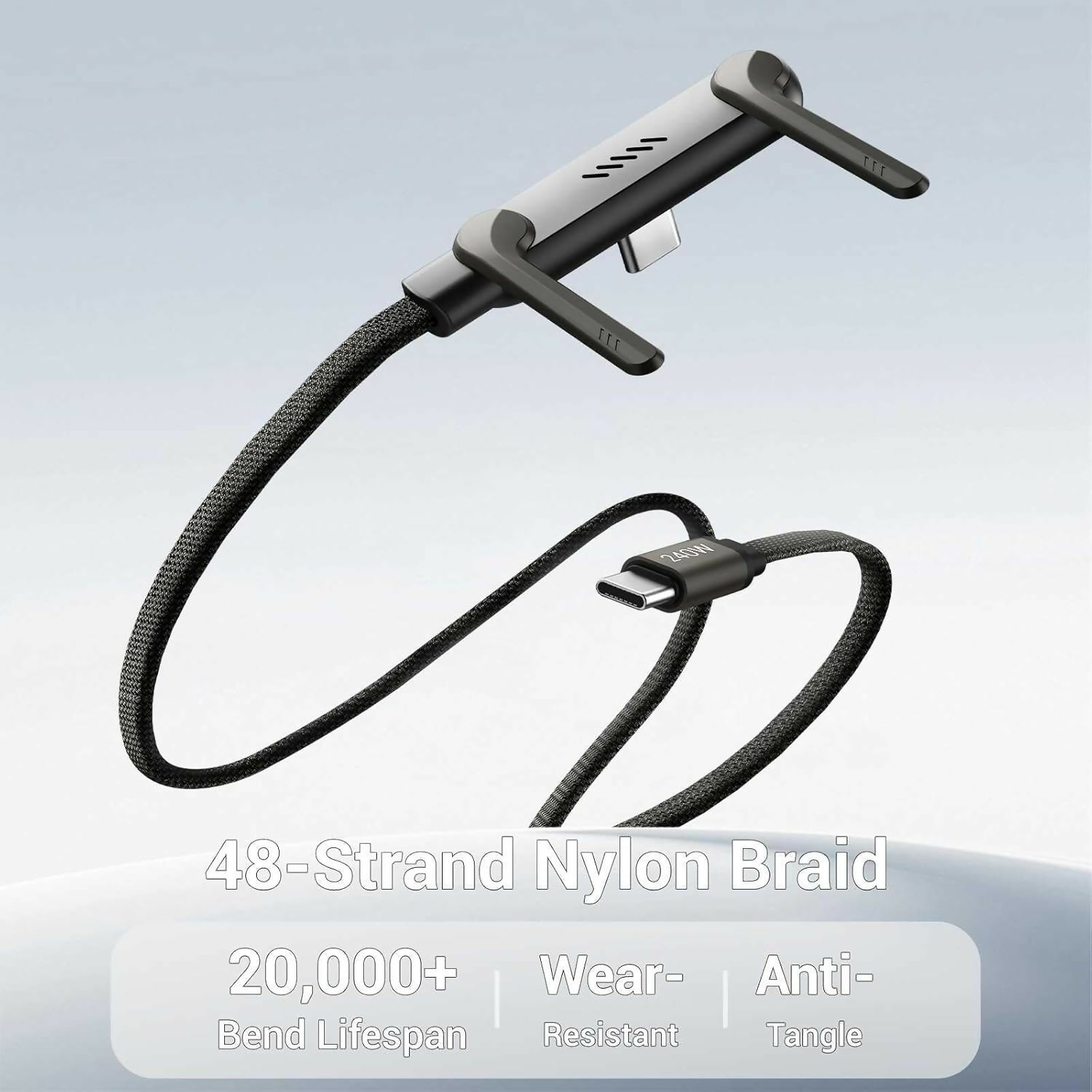 240W USB to USB-C Fast Charging Cable with 360° Adjustable Foldable Metal Stand | 4.9 FT Braided Cable | Fast Charging & Data Sync