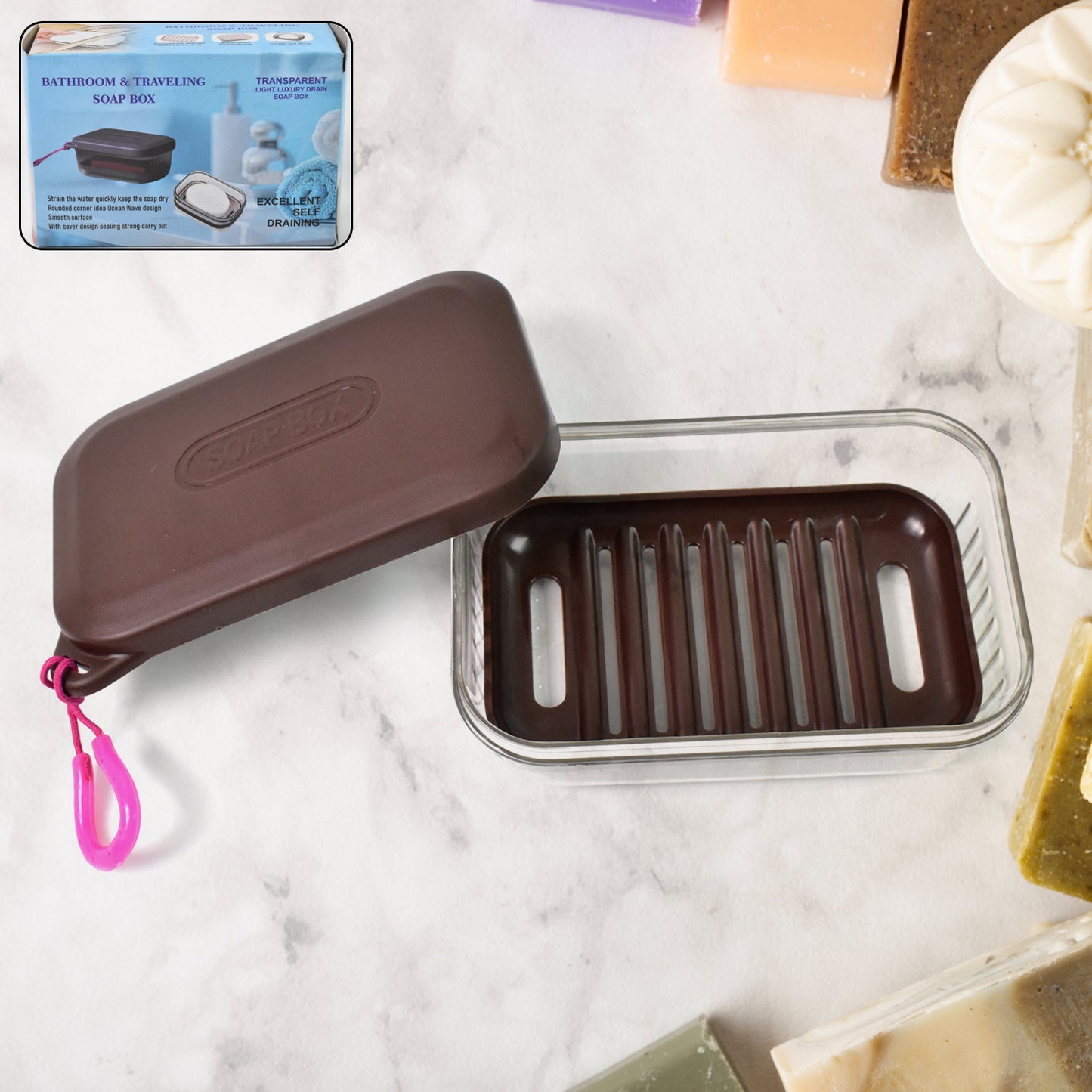 Bathroom Travel Plastic Soap Box With Lid (1 Pc)