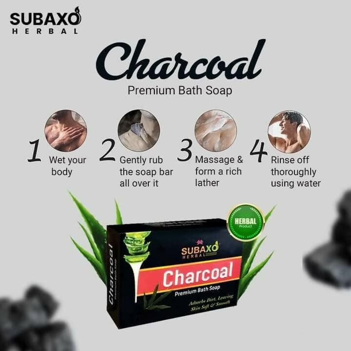 SUBAXO Charcoal Bath Soap Deep Cleanse & Anti-Pollution Leaves Skin Soft & Smooth (5x100g,Pack Of 5) - HalfPe