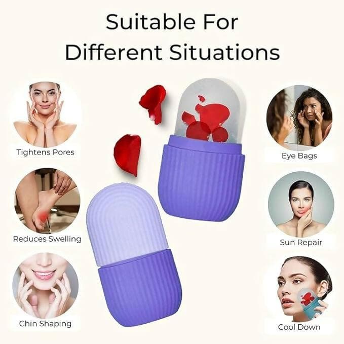 DeoDap Ice Face Roller for Face and Eye Silicone Ice Stick Face Ice Mould Icing Tool(Blue) - HalfPe