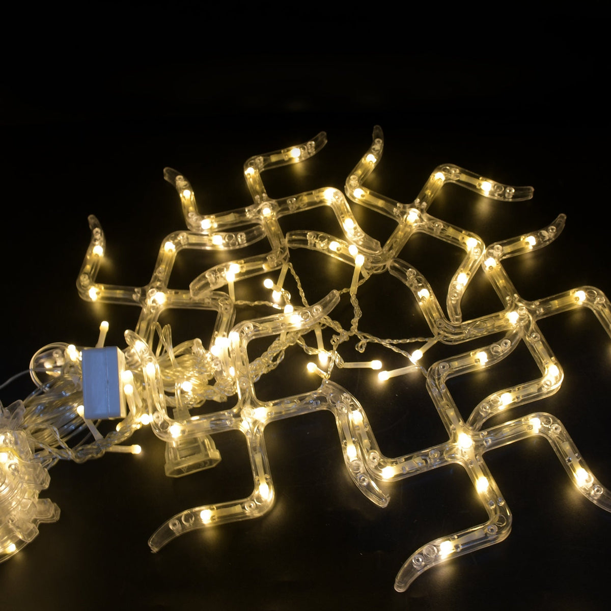 Swastik Om Curtain Decorative Lights String Lights With 12 Hanging Props138 Led Diwali Decoration Items For Home Decor Night Light Room Lights For Bedroom Balcony Decor. HP DD