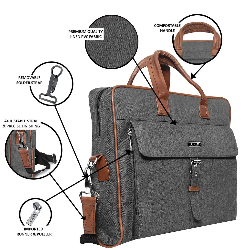 LOREM Grey Color Linen 10L Messenger Bag (BG58) LOREM