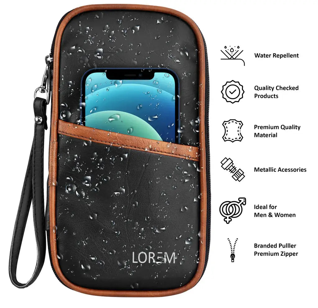LOREM Men's and Women's Arificial Leather Passport,Ticket and Cash,Cheque Book Document Wallet Organizer Pouch OG04 LOREM
