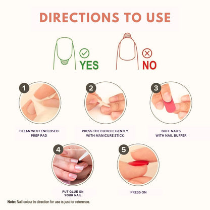 Sanfe Instant Press On Nails - Bloody Marry | 24 Reusable Artificial Fake Nail Set/Extensions | Quick, Lightweight, Salon Look, Lasts upto 3 weeks | For Festivals & Special Occasions